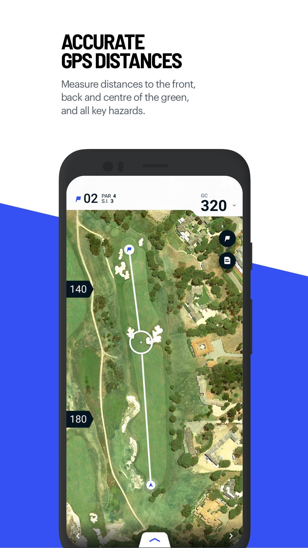 Hole 19 custom aerial golf course map on Android