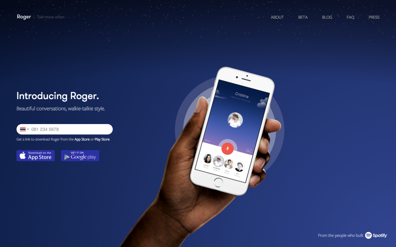 Roger landing page artwork from the original website